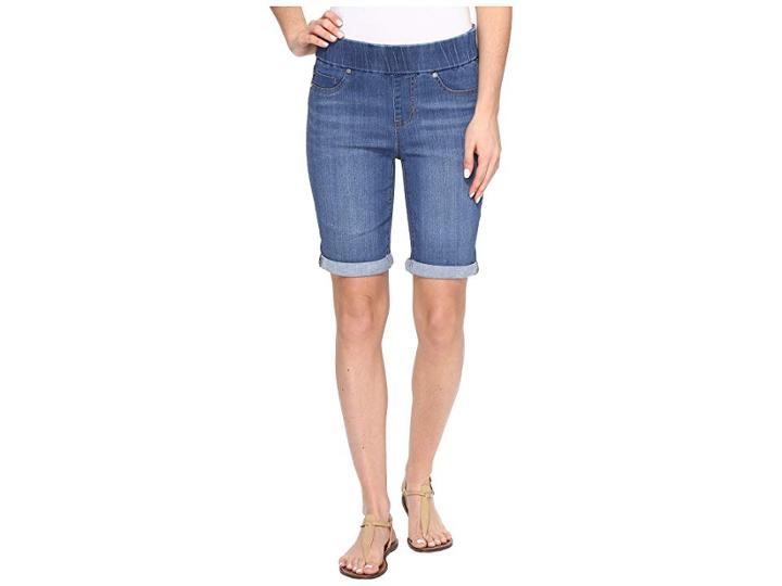 Liverpool Sienna Pull-on Rolled-cuff Bermuda In Silky Soft Denim In Coronado Mid (coronado Mid) Women's Shorts