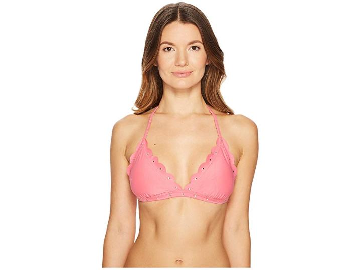 Kate Spade New York Morro Bay #69 Scalloped Triangle Bikini Top W/ Removable Soft Cups (petunia) Women's Swimwear