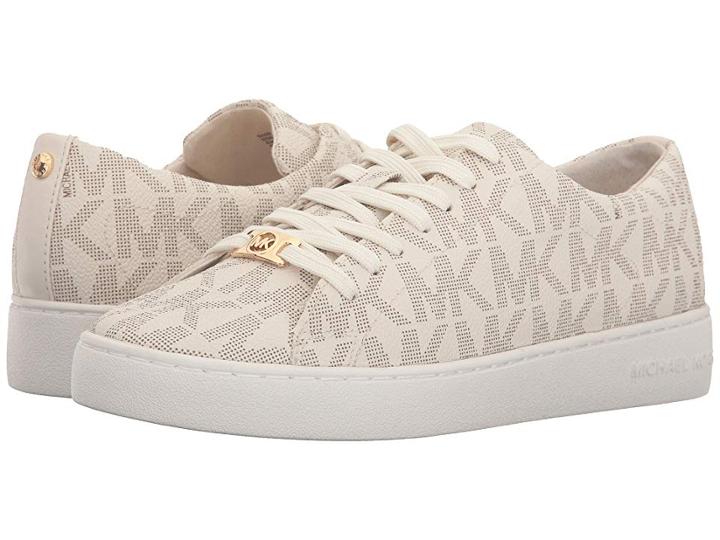 Michael Michael Kors Keaton Lace Up (vanilla Mk Logo Pvc/suprema Nappa Sport) Women's Lace Up Casual Shoes