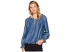 Liverpool Ruffle Neck Blouse With Tie (sierra Dark) Women's Clothing