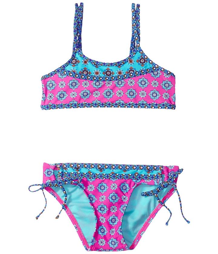 Hobie Kids Mix It Up Bralette And Adjustable Hipster (big Kids) (multi) Girl's Swimwear Sets