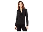 Vince Camuto Long Sleeve Cinched V-neck Sparkle Jersey Top (rich Black) Women's Clothing