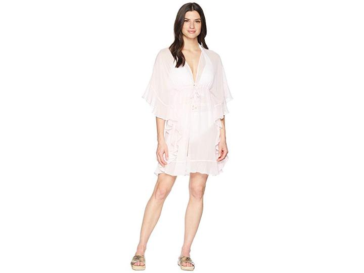 Bleu Rod Beattie Open Front Ruffle Caftan Cover-up (pink Pearl) Women's Swimwear