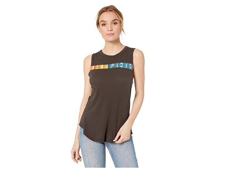 Chaser Gauzy Cotton Jersey Basics Shirttail Muscle (vintage Black) Women's Clothing