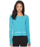 Asics Lite-show Cover-up (lake Blue Heather) Women's Long Sleeve Pullover