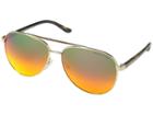 Michael Kors Hvar (light Gold/teal To Orange Gradient Mirror) Fashion Sunglasses