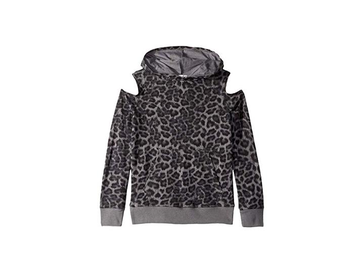 Splendid Littles Leopard Print Hoodie (big Kids) (quiet Shade) Girl's Sweatshirt