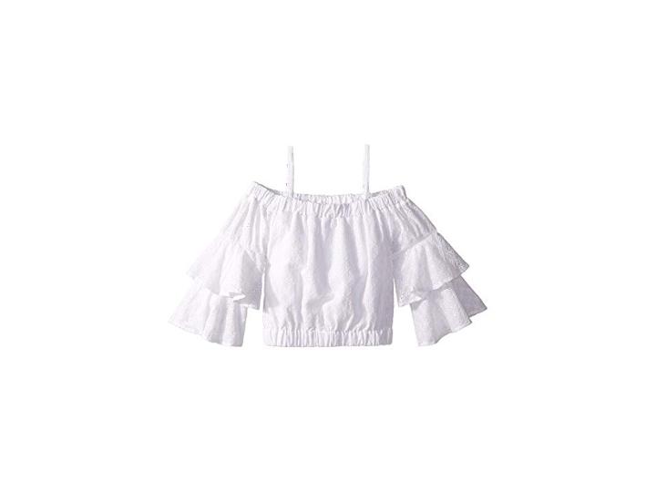 Maddie By Maddie Ziegler Eyelet Peasant Top (big Kids) (white) Girl's Clothing