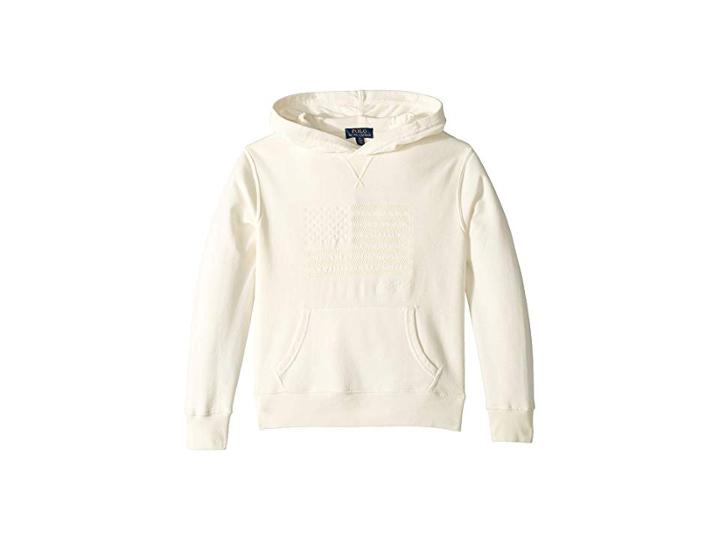 Polo Ralph Lauren Kids Flag Cotton Terry Hoodie (big Kids) (antique Cream) Boy's Clothing