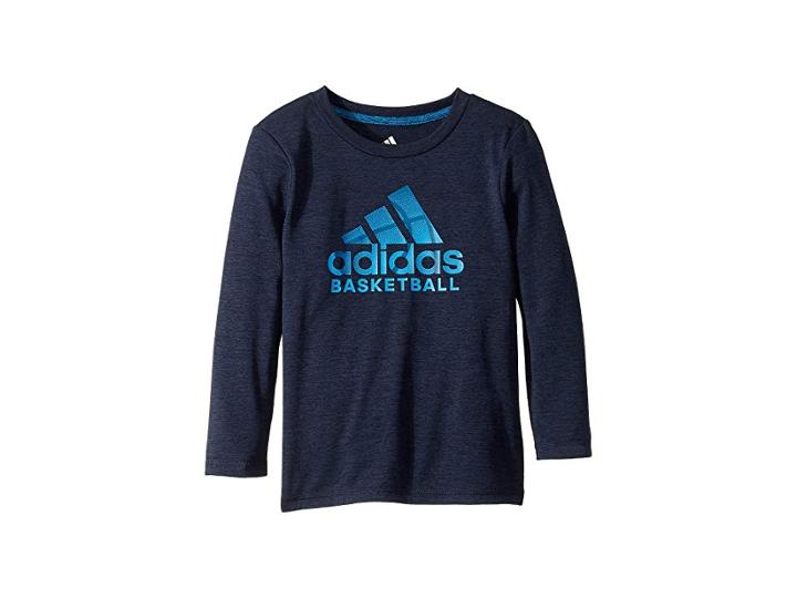 Adidas Kids Long Sleeve Sport Fill Bos Tee (toddler/little Kids) (navy) Boy's T Shirt