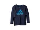 Adidas Kids Long Sleeve Sport Fill Bos Tee (toddler/little Kids) (navy) Boy's T Shirt