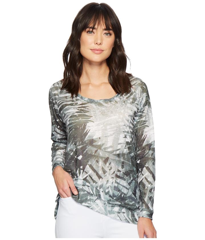 Tribal Sweater Knit Top W/ Rib Detail (chive) Women's Sweater
