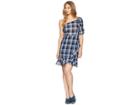 Donna Morgan One Shoulder Gingham Mini Dress (blue/black Multi) Women's Dress