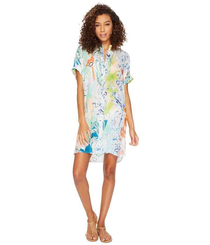 Echo Design Seaside Floral Shirtdress Cover-up (multi) Women's Swimwear