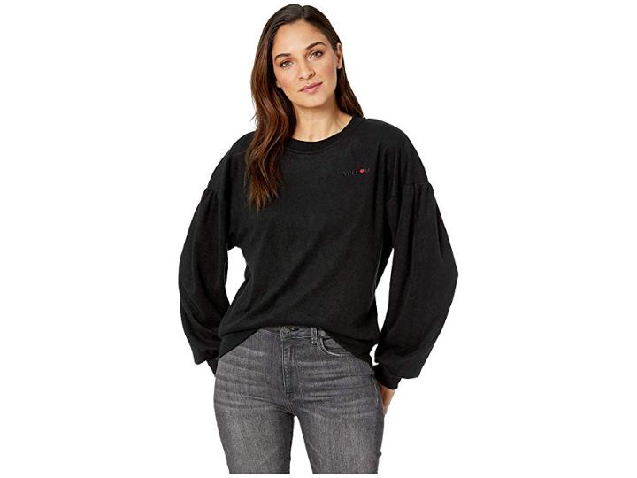 Volcom Fleece Pleaze Crew (black) Women's Clothing