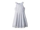 Us Angels Shadow Stripe Mesh Dress (big Kids) (light Blue) Girl's Dress