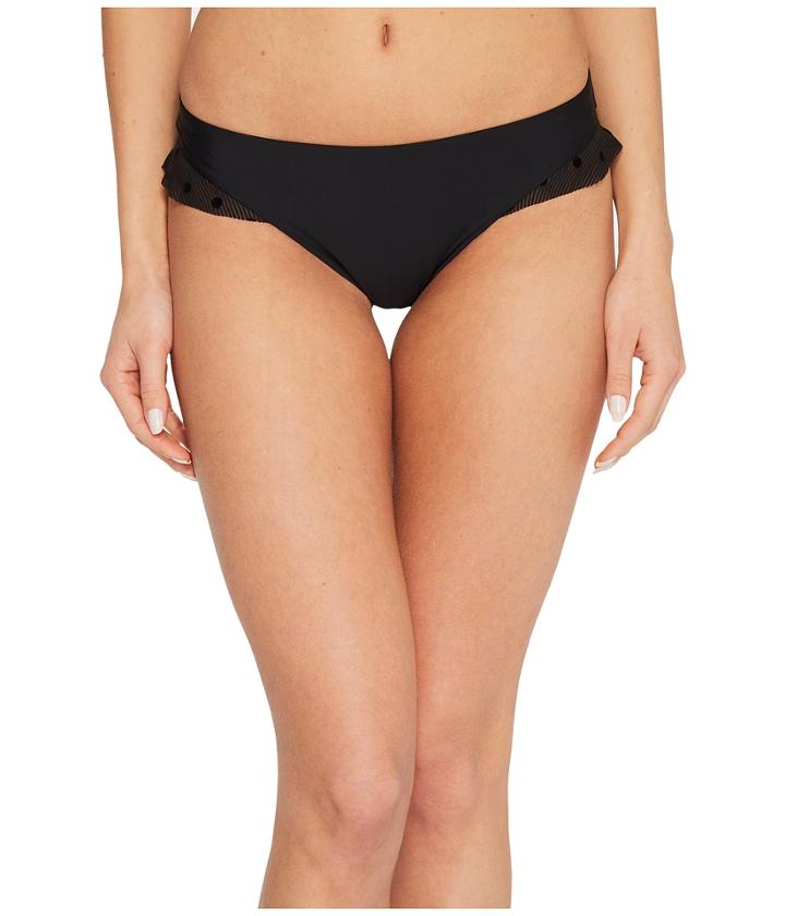 Ella Moss Sheer Dot Ruffle Leg Retro Pant (black) Women's Swimwear