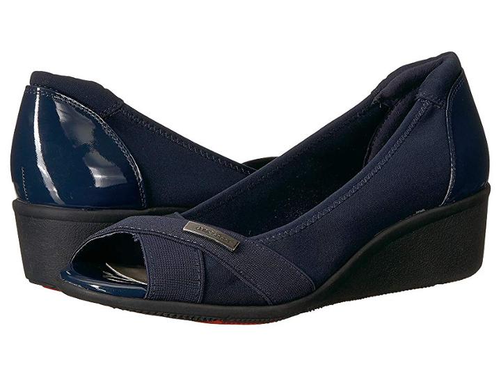 Anne Klein Jetta (navy Multi Fabric) Women's Wedge Shoes