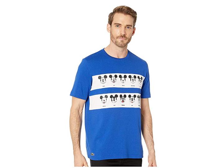Lacoste Short Sleeve Jersey Mickey T-shirt (steamer/white) Men's T Shirt
