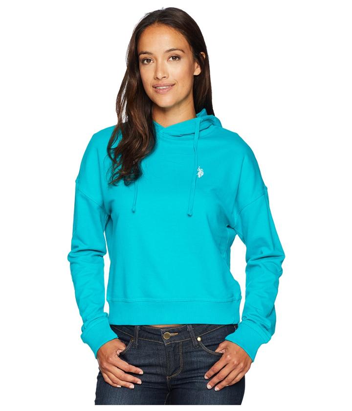 U.s. Polo Assn. Hoodie Sweatshirt (deep Aquamarine) Women's Sweatshirt