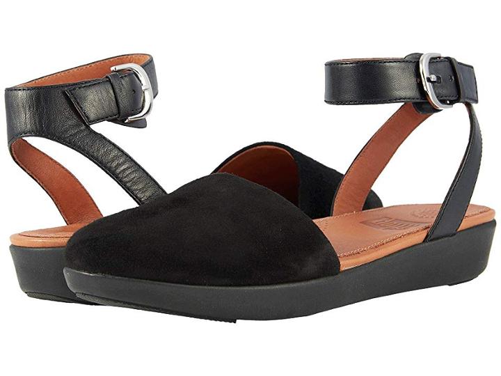 Fitflop Cova Closed Toe Sandals (black Suede) Women's Sandals