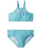 Seafolly Kids Summer Essentials Apron Tankini Set (little Kids/big Kids) (aqua Sky) Girl's Swimwear Sets