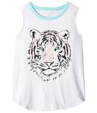 Chaser Kids Vintage Jersey Sequin Tiger Tank Top (little Kids/big Kids) (white/breezy) Girl's Sleeveless