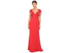 Marchesa Column Gown W/ Beaded Appliques (red) Women's Dress