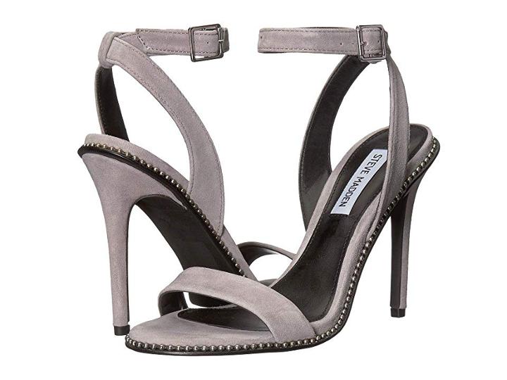 Steve Madden Sylvie Heeled Sandal (dark Grey Suede) Women's Sandals