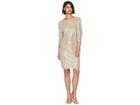 Badgley Mischka Sequins Cowl Sleeve (silver/nude/black) Women's Dress
