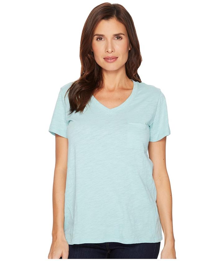 Pendleton V-neck Pocket Tee (aquifer) Women's T Shirt