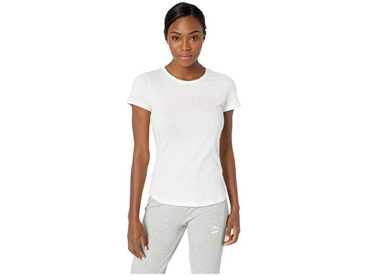 Puma Athletics Logo Tee (puma White/pale Pink) Women's T Shirt