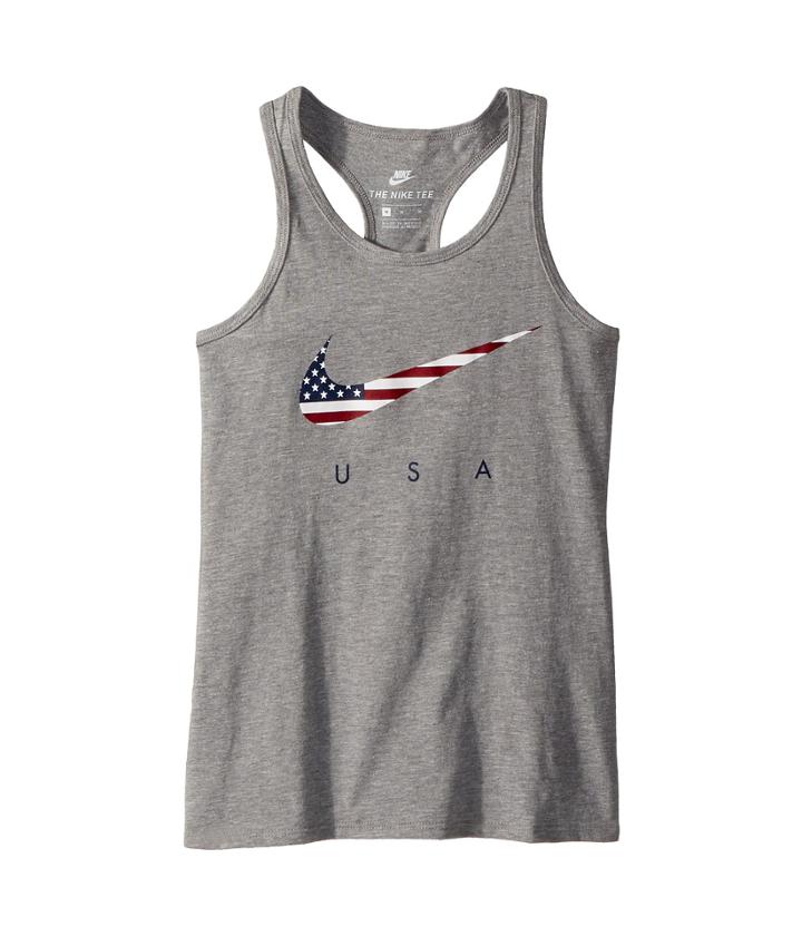 Nike Kids Americana Tank Top (little Kids/big Kids) (dark Grey Heather) Girl's Sleeveless