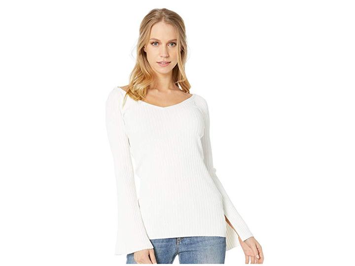Bcbgmaxazria Zoee Wide Rib Off The Shoulder Pullover (gardenia) Women's Sweater
