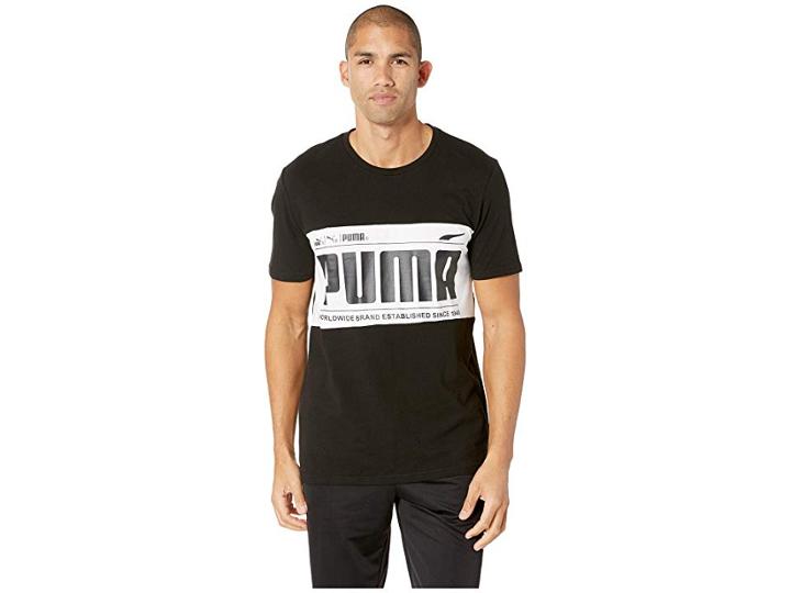 Puma Graphic Logo Block Tee (cotton Black) Men's T Shirt