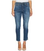 Nydj Petite Petite Ami Skinny Ankle Jeans W/ Fray Side Slit In Crosshatch Denim In Newton (newton) Women's Jeans
