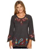 Scully Anara Embroidered Tunic (charcoal) Women's Blouse