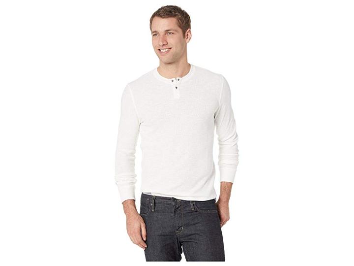 Lucky Brand Burnout Thermal Solid Tee (snow White) Men's Clothing