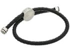Steve Madden Braided Faux Leather Adjustable Bracelet With Stainless Steel Disc (black/silver) Bracelet