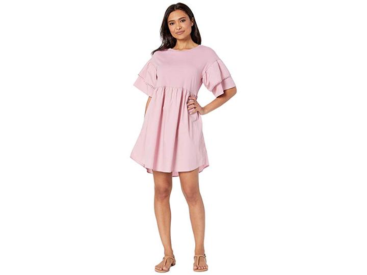 Bobeau Knit/woven Babydoll Dress (mauve) Women's Dress