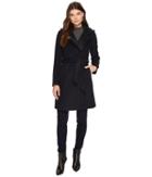 Cole Haan Hooded Asymmetrical Zip Front Coat (black) Women's Coat