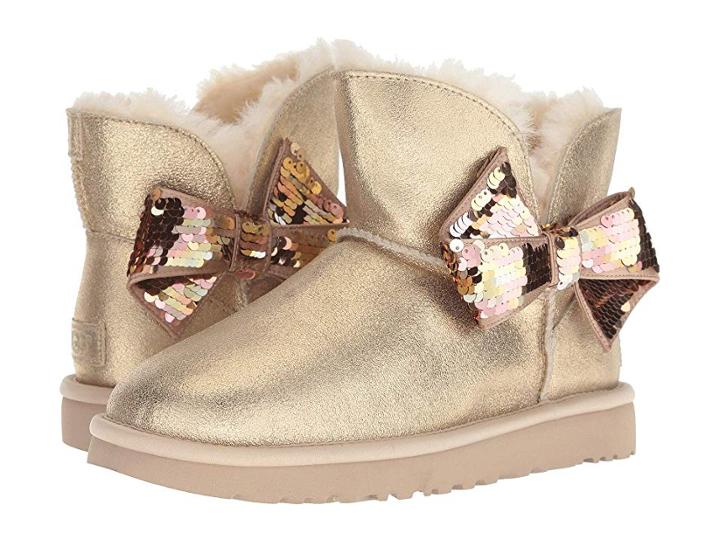 Ugg Mini Sequin Bow (gold) Women's Pull-on Boots