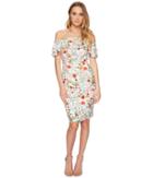 Adrianna Papell Bloom Printed Off Shoulder (ivory Multi) Women's Dress