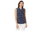 Tommy Hilfiger Printed Knot Neck Knit Top (splash Multi) Women's Clothing