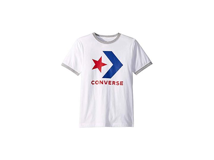 Converse Kids Star Chevron Ringer (big Kids) (white) Boy's Short Sleeve Knit