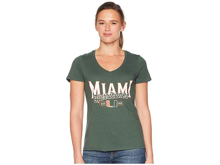 Champion College Miami Hurricanes University V-neck Tee (dark Green) Women's T Shirt