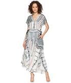 Hale Bob Travel Bright Rayon Stretch Satin Woven Maxi (beige) Women's Dress