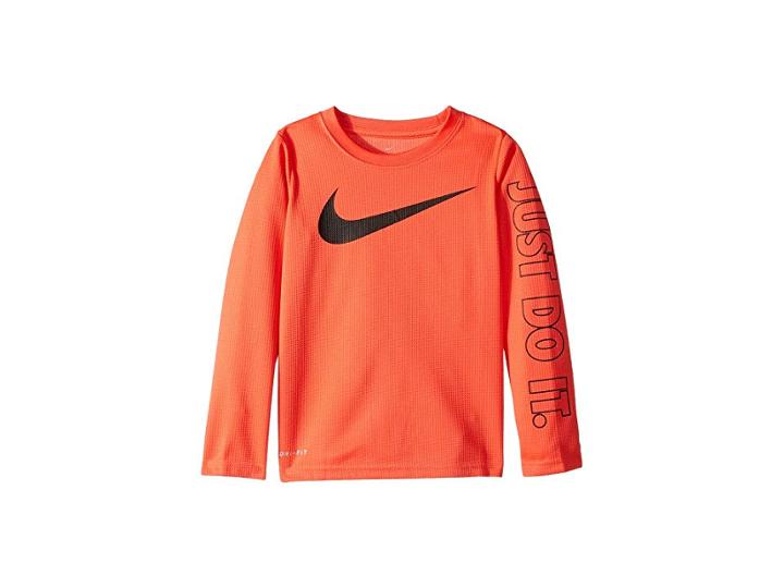 Nike Kids Swoosh Just Do It Dri-fit Thermal (little Kids) (bright Crimson) Boy's Clothing