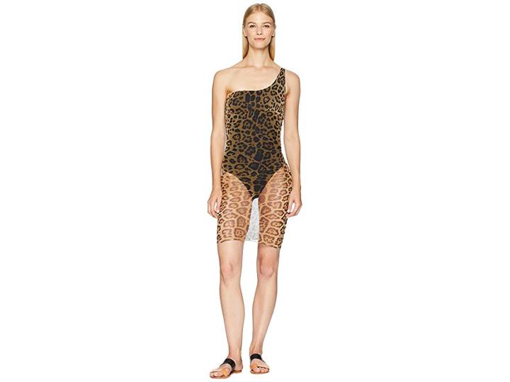 Fuzzi One Shoulder Animal Print Swimsuit (cammello) Women's Swimsuits One Piece