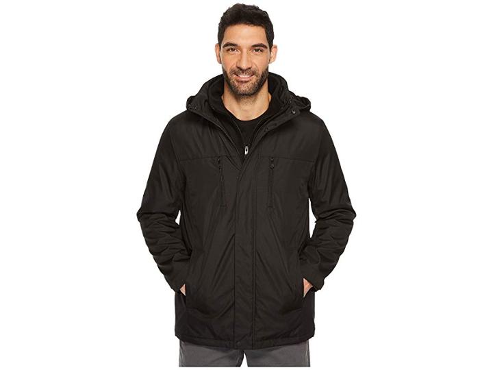 Kenneth Cole New York Coat With Fleece Vestie (black) Men's Coat